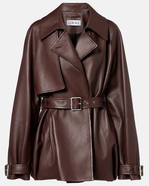 Loewe Balloon Leather Jacket - Brown