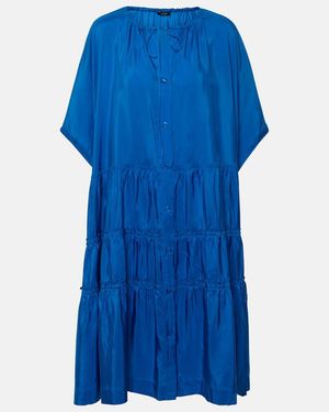 JOSEPH Emile Tiered Silk Midi Dress - Blue