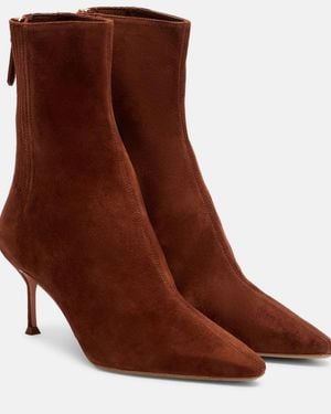 Aquazzura Saint Honore 65 Suede Ankle Boots - Brown