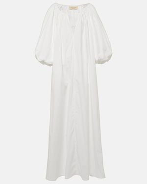Adriana Degreas Puff-Sleeve Cotton Maxi Dress - White