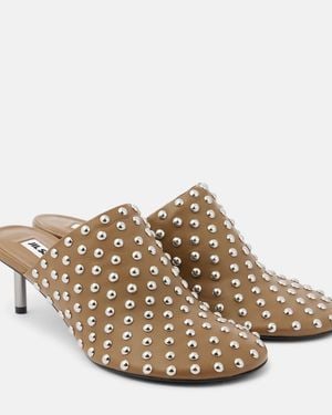 Jil Sander Studded Leather Mules - Green