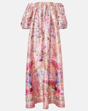 CAMILLA Crystal-Embellished Floral Tafetta Maxi Dress - Pink