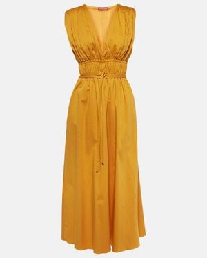Altuzarra Fiona Ruched Cotton-Blend Midi Dress - Yellow