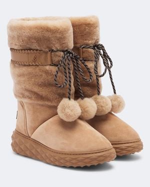 Jimmy Choo Cobi Shearling-Trimmed Suede Platform Boots - Brown