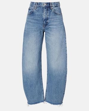 FRAME Bubble Cropped Barrel-Leg Jeans - Blue