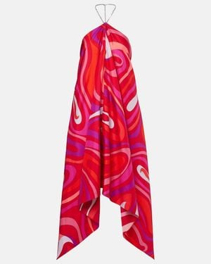 PUCCI Marmo Embellished Halterneck Silk Midi Dress - Red