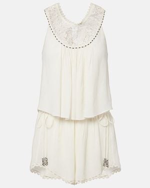 Isabel Marant Nilany Beaded Silk Romper - Natural