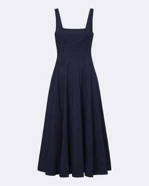 STAUD Wells Cotton Poplin Midi Dress - Blue