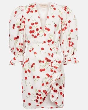 Adriana Degreas Puff-Sleeve Cotton-Blend Minidress - Red