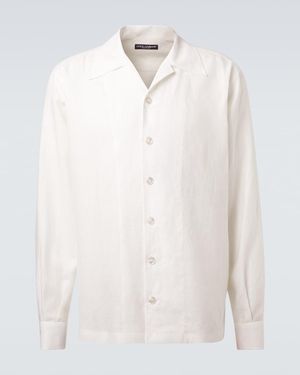 Dolce & Gabbana Linen Canvas Bowling Shirt - White
