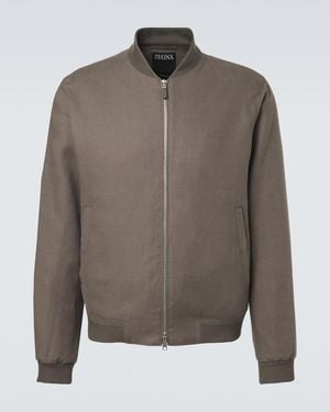 ZEGNA Linen Bomber Jacket - Gray