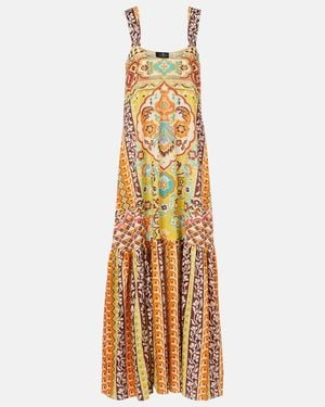 Etro Printed Cotton Maxi Dress - Metallic