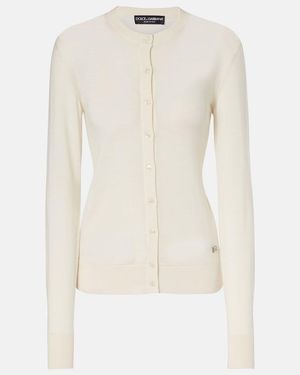 Dolce & Gabbana Dg Cashmere And Silk Cardigan - White