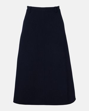 Max Mara Gloria Virgin Wool Midi Skirt - Blue