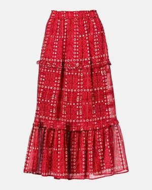 Isabel Marant Diya Printed Cotton Maxi Skirt - Red