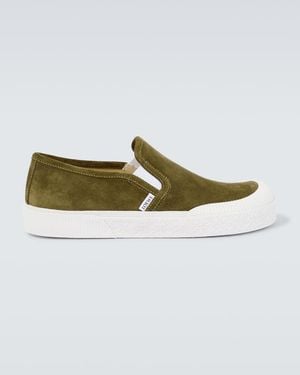 Loewe Terra Vulca Suede Slip-On Trainers - Green