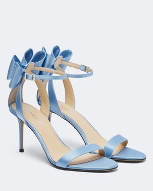 Mach & Mach Le Cadeau Bow-Detail Satin Sandals - Blue