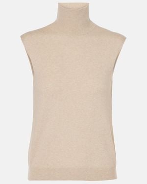 Loro Piana Cashmere Turtleneck Top - Natural