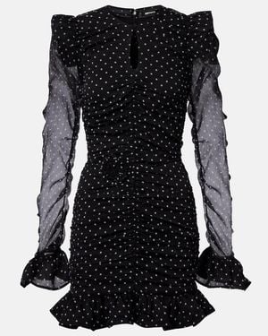 ROTATE BIRGER CHRISTENSEN Torana Polka-Dot Ruched Minidress - Black