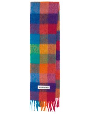 Acne Studios Checked Alpaca Wool-blend Scarf - Blue