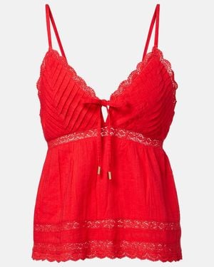 Melissa Odabash Beatrice Cotton And Linen Top - Red