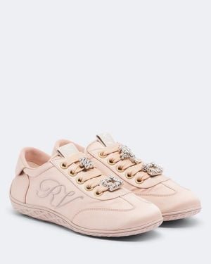 Roger Vivier Zapatillas Viv Low De Saten Con Piel Adornadas - Rosa