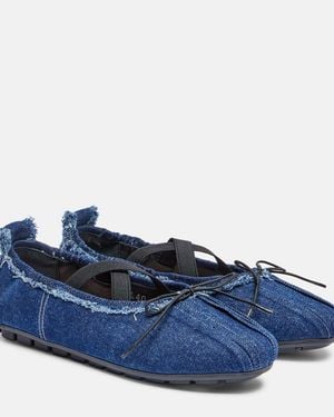 Simone Rocha Ballerina Grip Denim Ballet Flats - Blue