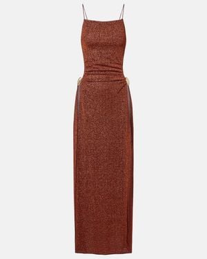 Oséree Lumiere Shell Open-Back Midi Dress - Purple