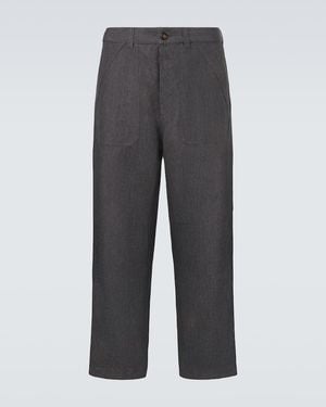 Brunello Cucinelli Linen Straight Trousers - Grey