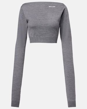 Miu Miu Cropped Wool Jumper - Grey