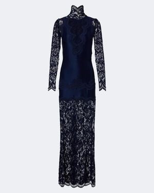 Rabanne Lace High Neck Maxi Dress - Blue
