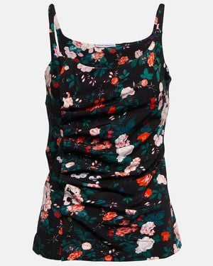 Rabanne Ruched Floral Top - Black