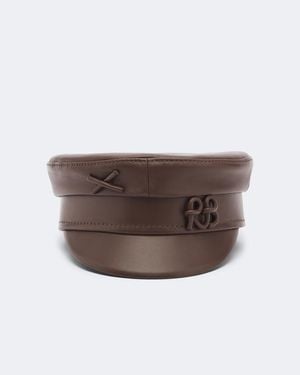 Ruslan Baginskiy Logo Leather Newsboy Cap - Brown