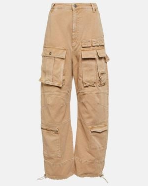 Sportmax High-Rise Wide-Leg Denim Cargo Trousers - Natural