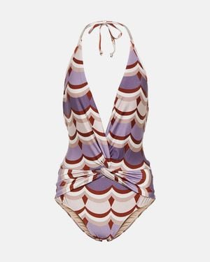 Adriana Degreas Vintage Waves Printed Swimsuit - White