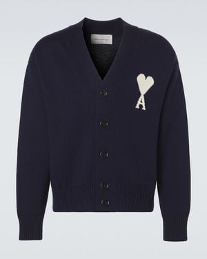 Ami Paris Cardigan Ami De Cour Aus Wolle Und Baumwolle - Blau