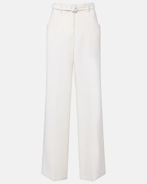 Gabriela Hearst Norman Belted Virgin Wool Wide-Leg Trousers - White