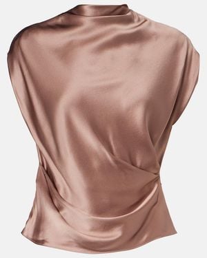 The Sei Draped Silk Satin Top - Pink