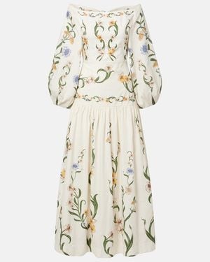 Agua Bendita Floral Cotton Maxi Dress - Natural