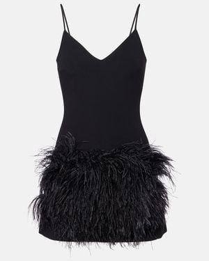 David Koma Feather-Trimmed Minidress - Black