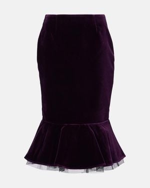Nina Ricci Peplum Cotton Velvet Midi Skirt - Blue