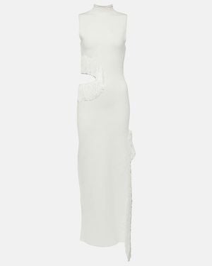 Galvan London Nova Beaded Compact Knit Gown - White