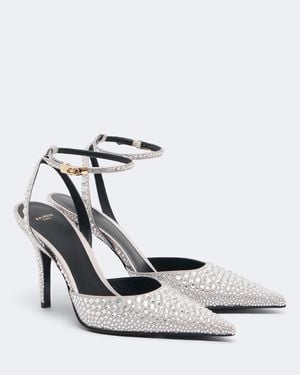 Balmain Pumps Slingback Con Cristalli - Bianco