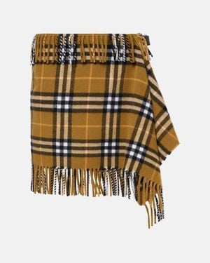 Burberry Check Wool And Cashmere Miniskirt - Metallic