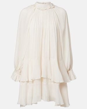 Poupette Dina Ruffled Chiffon Minidress - White