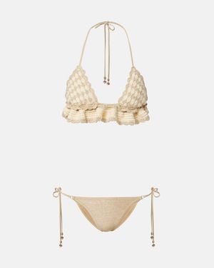 Zimmermann Bikini Wanderlust De Croche Y Lame - Blanco