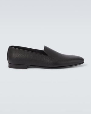 Manolo Blahnik Leather Loafers - Black