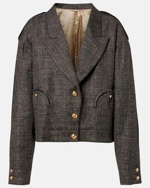Blazé Milano Gloriana Charlotte Wool And Linen-Blend Tweed Jacket - Black