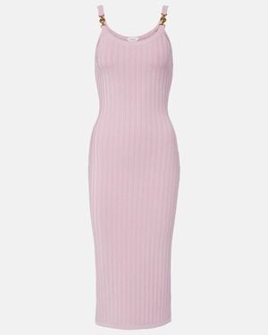 Versace Medusa Ribbed-Knit Midi Dress - Pink