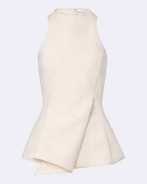 Magda Butrym Asymmetric Peplum Wool-Blend Top - White